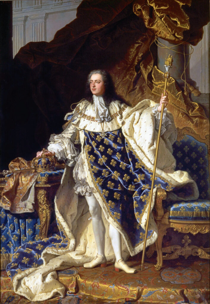 Retrato de Luis XV de Francia por Maurice Quentin de la Tour, monarca del estilo rococó